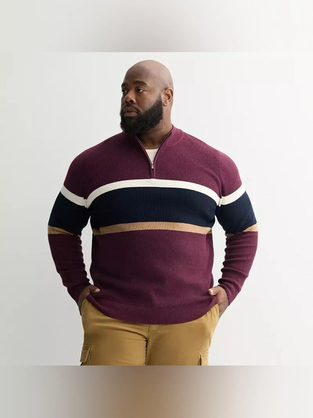 Big & Tall 4XB Sonoma Goods for Life, Chest Stripe Quarter-Zip Sweater, Men's